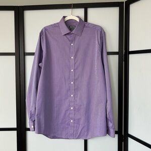 [15.5] Kenneth Cole Reaction Purple Pink Striped Button Down Long Sleeve Shirt